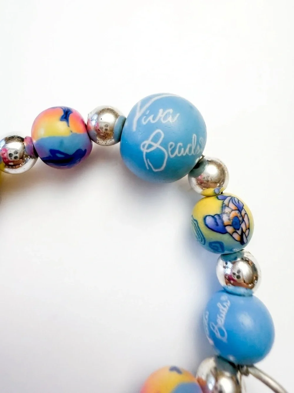 Viva clay bead phone case charm. With ocean wildlife.